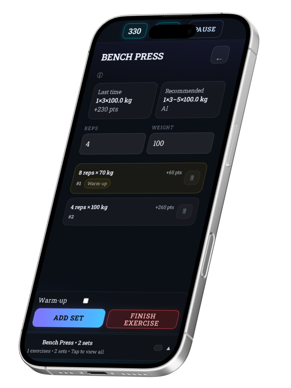 IronYou workout screen