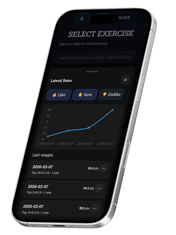 IronYou workout screen
